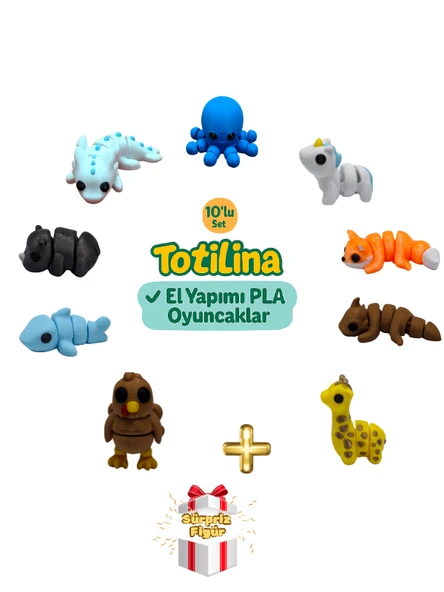 10'lu set (ahtapot unicorn tilki ejderha zürafa hindi köpek balığı…) ürün görseli 1