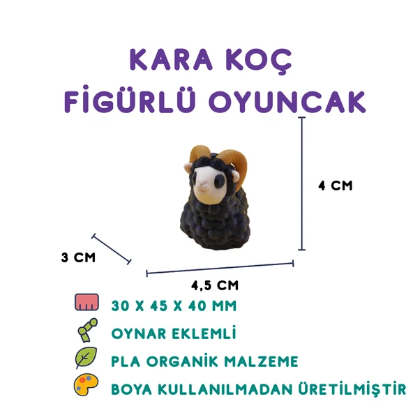Siyah Koç Figür - Minyatür Oyuncak ürün görseli 1