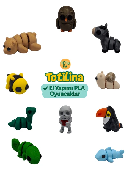 10'lu set (baykuş eşek salyangoz tukan kuşu köpek balığı bukalemun…) ürün görseli 1