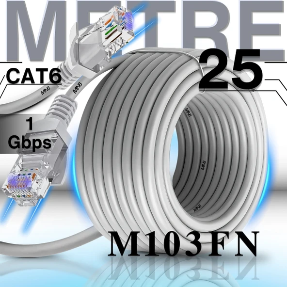 MN6 M103FN 25 Metre Internet Kablosu/Gigabit Destekli-CAT6-UTP/iç Mekan Uyumlu/25 Metre ethernet Kablosu ürün görseli 1