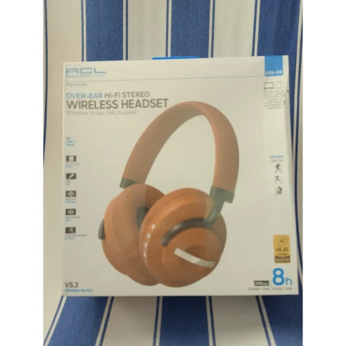 ABK-08 Bluetooth 5.3 Kulak Üstü Kulaklık Kahverengi  Hi-Fi Stereo, SD Kart, USB-C, HD Görüşme ürün görseli 1