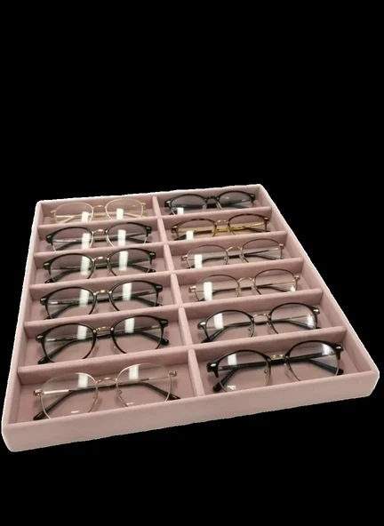 Havana Model Süet Kumaş Pembe Renk 38Cm /36 Cm Gözlük Sergileme Çekmece Içi Stand ürün görseli 1