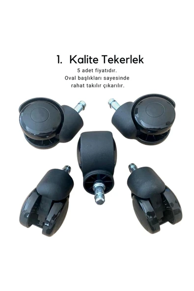 OTH GRUP OFİS HASTANESİ Ofis Koltuğu Oyuncu Koltuğu Sandalye Tekerleği Pimli 5 Adet 120 Kg Taşır ürün görseli 1