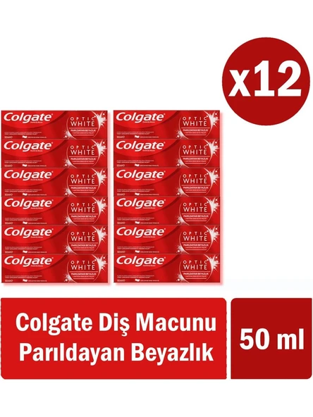 Colgate Optic White Parıldayan Beyazlık Beyazlatıcı Diş Macunu 50 ml x 12 Adet Tek Ebat ürün görseli 1