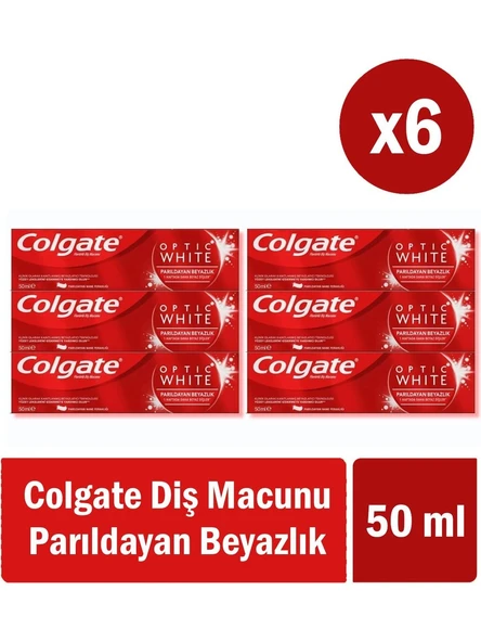 Colgate Optic White Parıldayan Beyazlık Beyazlatıcı Diş Macunu 50 ml x 6 Adet Tek Ebat ürün görseli 1