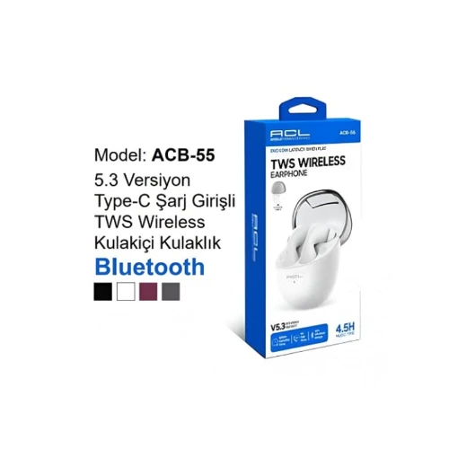 ACL ACB-55 5.3 Versiyon Type-C Şarj Girişli TWS Bluetooth Kulakiçi Kulaklık Ekstra Uzun Şarj ürün görseli 1