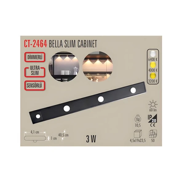 Cata CT-2464 Bella Slim Cabinet 3 Renk Modlu, Şarjlı, Sensörlü - Resim 3
