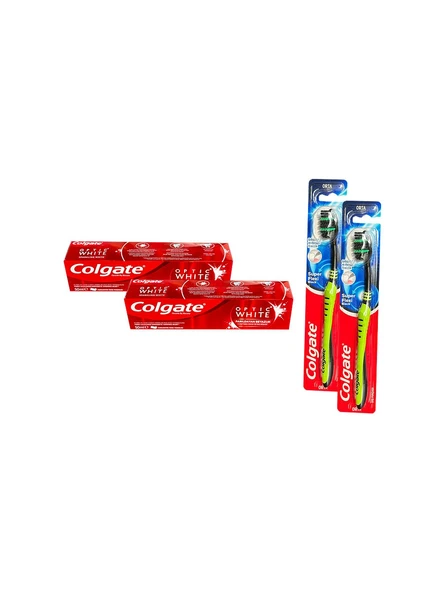 Colgate Optic White Parıldayan Beyazlık 50 ml x 2 - Colgate Super Flexi Diş Fıçası Orta 2 Adet ürün görseli 1