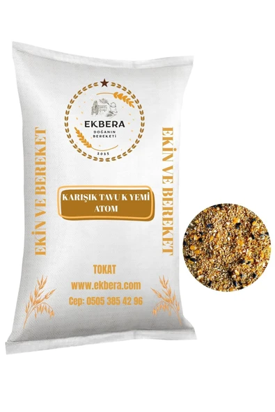 EKBERA - Karışık Tavuk Yemi Atom - 1 Kg (tavuk, ördek, kaz ve tüm kanatlılar için) ürün görseli 1