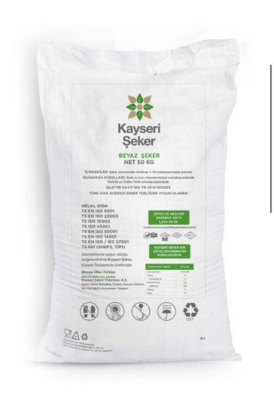 Şenler - Kayseri Şeker -kristal Beyaz Şeker - Toz - 50 Kg Üretim: Tokat/turhal ürün görseli 1