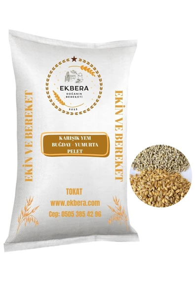 EKBERA - Yumurta Pelet Yemi ve Buğday Karışımı (Tavuk, Kaz, Ördek vb.) - 25 Kg ürün görseli 1
