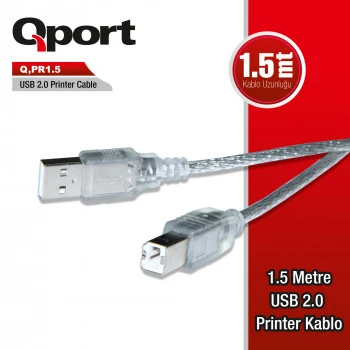 QPORT Q-PR1.5 USB 2.0 1.5 METRE YAZICI KABLO ürün görseli 1