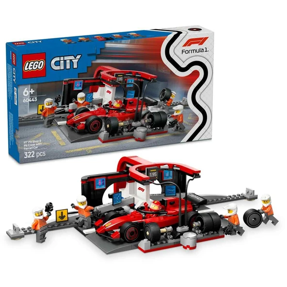 Lego 60443 City Ferrari Arabalı F1 Pit Stop ve Pit Ekibi ürün görseli 1