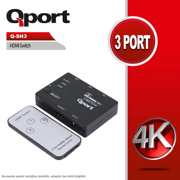 QPORT Q-SH3 HDMI SWITCH 3 PORT ürün görseli 1