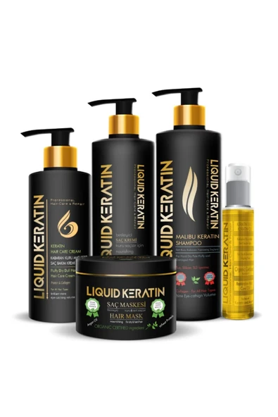 Kabaran Kuru Mat Sert Saçlar Için Keratin Bakım Seti (5'Lİ) ürün görseli 1