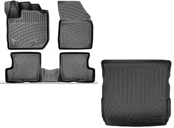 Rizline Dacia Duster 4x4 2023 Sonrası Uyumlu 3D Havuzlu Paspas + Bagaj Havuzu Set ürün görseli 1