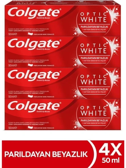 Colgate Optic White Parıldayan Beyazlık Diş Macunu 4 x 50 ml ürün görseli 1