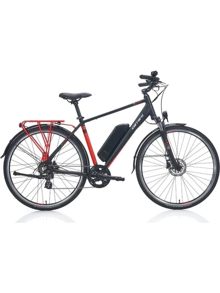 Carraro E-Line eLife 2.1 HD Fren 7 Vites 28 Jant Elektrikli Şehir Bisikleti Mat Siyah Kırmızı 47 Kadro ürün görseli 1