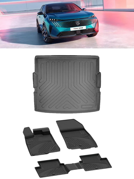 Sahler Peugeot 3008 Hybrid 2024 Sonrası 4.5D Paspas 3D Alt Bagaj Havuzu Set ürün görseli 1