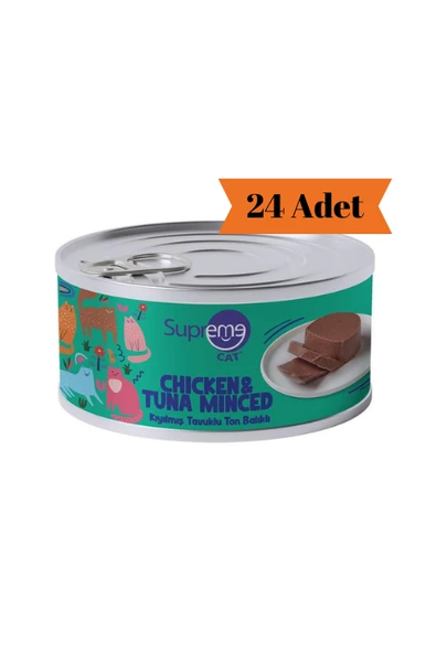 Supreme Cat Kıyılmış Tavuklu ve Ton Balıklı Yetişkin Kedi Konservesi 85Gr x 24 Adet ürün görseli 1