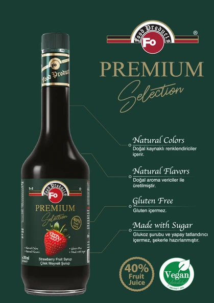 FO Çilek Meyveli Şurup - Premium 700 ml - Resim 2