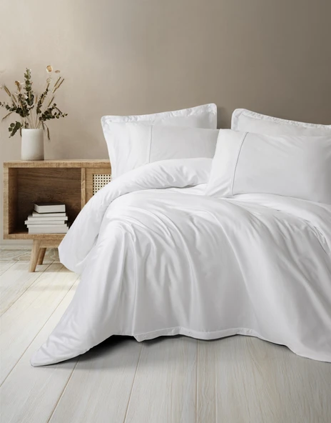 Cotton Box Silky Saten King Size Nevresim Takımı Beyaz ürün görseli 1