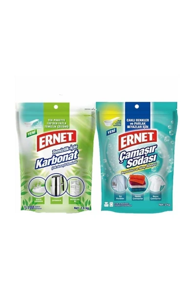 Ernet Temizlik Için Karbonat 1.5 Kg+Çamaşır Sodası 2 Kg ürün görseli 1