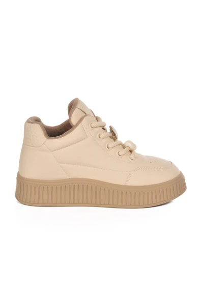 Bej İçi Polarlı Soğuğa Dayanıklı Kadın Sneaker ürün görseli 1