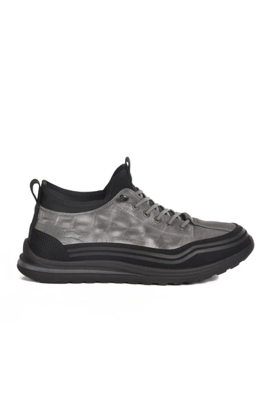 Gri Lastik Bağcıklı Erkek Sneaker ürün görseli 1