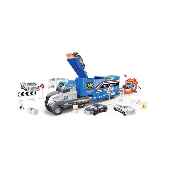 Maxx Wheels Transporter 2 Araçlı Polis Oyun Seti ürün görseli 1
