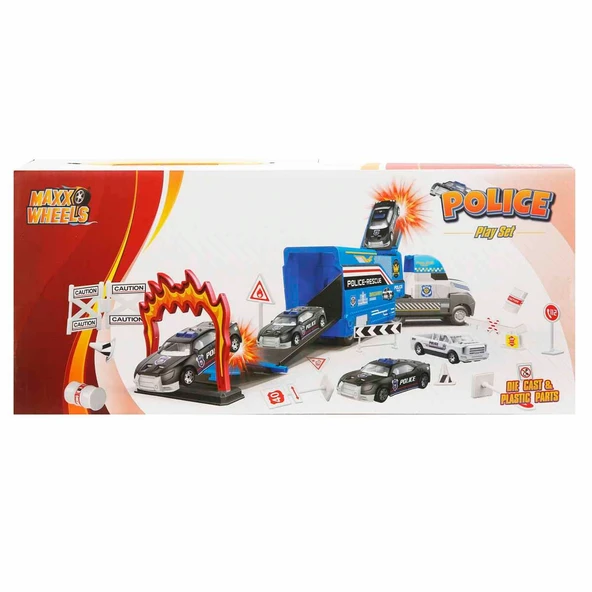 Maxx Wheels Transporter 2 Araçlı Polis Oyun Seti - Resim 2