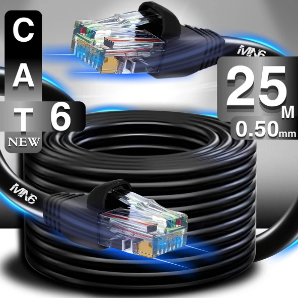 MN6 M106 25 Metre internet kablosu/CAT6 iki kat korumalı UTP 0,50MM/İç dış mekan/25M ethernet kablosu ürün görseli 1