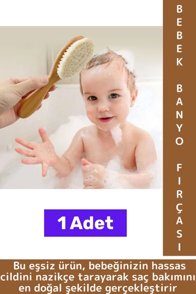 Bebek Hassas Cilt İçin Banyo Saç Bakım Tarak Fırça Organik Keçi Kılı Ahşap Saplı Bebek Banyo Tarağı ürün görseli 1