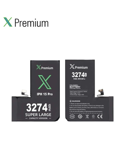 iPhone 15 Pro Batarya Xpremium – 3274 mAh Süper Yüksek Kapasiteli Güçlendirilmiş Pil ürün görseli 1