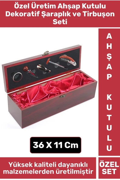 Özel Üretim Yüksek Kaliteli Şarap Şişesi Açacağı Çok Fonksiyonlu Ahşap Kutulu Şaraplık Tirbuşon Seti ürün görseli 1
