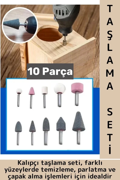 Dayanıklı Atölye Tamir Metal Ahşap Plastik Parlatma Temizleme Çapak Alma Kalıpçı Taşlama Seti 10 Prç ürün görseli 1