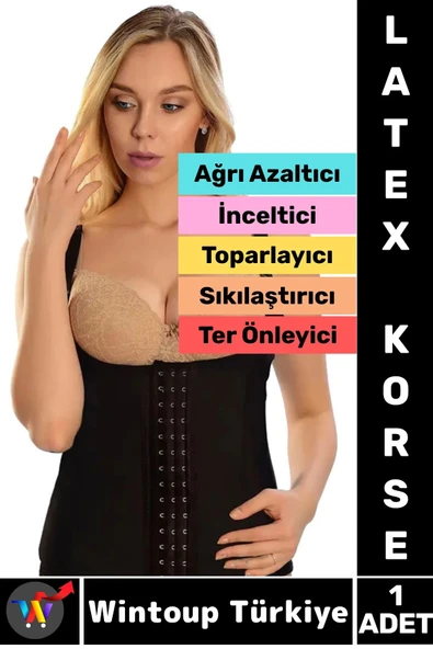 Özel Üretim Vücut Şekillendiren Toparlayan İncelten Ağrı Azaltan Ter Emici Kadın Askılı LATEX KORSE ürün görseli 1