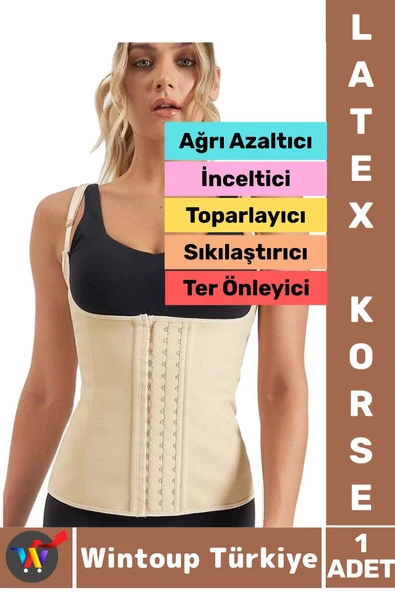 Özel Üretim Vücut Şekillendiren Toparlayan İncelten Ağrı Azaltan Ter Emici Kadın Askılı LATEX KORSE ürün görseli 1