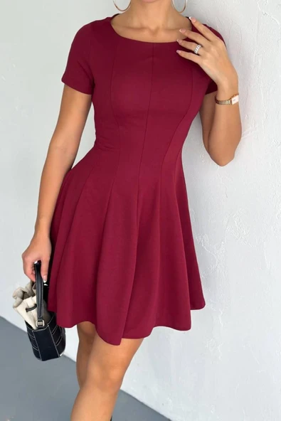 Fit Kesim Basic Kısa Kollu Mini Elbise DNV-000092 ürün görseli 1