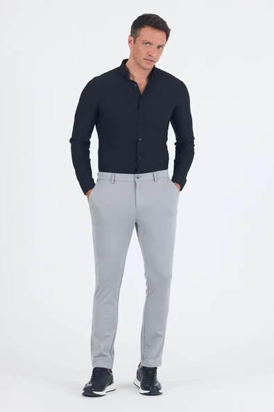 Gri Yandan Cepli Casual Slim Fit Pantolon 1003250163 ürün görseli 1