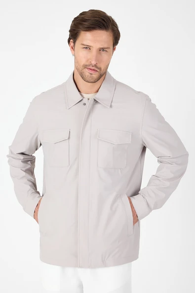 Taş Rengi Gabardin Polo Yaka Tam Astar Esnek Standart Fit Mont 1007250111 ürün görseli 1