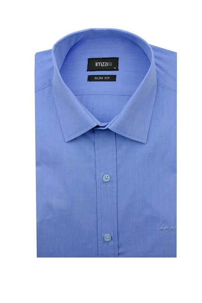 Mavi Uzun Kol Filafil Sert Yaka  Slim Fit Dar Kesim Basic Gömlek 1004210008 ürün görseli 1