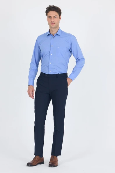 Lacivert Esnek Yandan Cepli Slim Fit Classic Pantolon 1003250013 ürün görseli 1