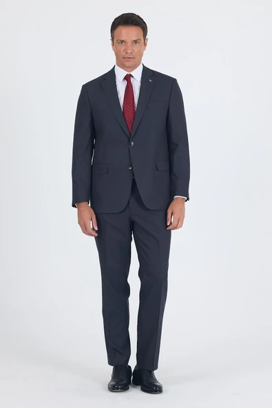 Füme Mono Yaka Çizgili 4 Drop Comfort Fit Tam Astar Esnek Takım Elbise 1001250178 ürün görseli 1