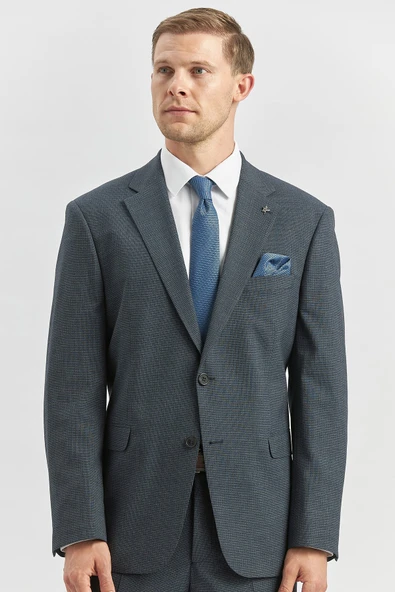 Koyu Lacivert Kendinden Mono Yaka 2 Düğme 4 Drop Comfort Fit Classic Takım Elbise 1001240182 ürün görseli 1