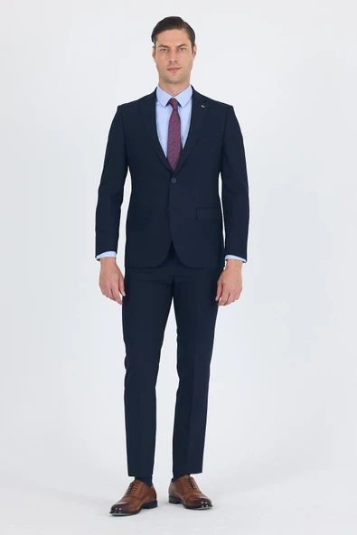 Lacivert Mono Yaka 6 Drop Comfort Fit Tam Astar Esnek Takım Elbise 1001250010 ürün görseli 1