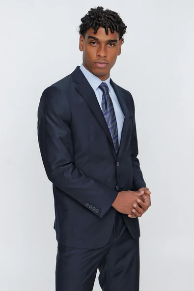 Lacivert Gabardin Mono Yaka 4 Drop Comfort Fit Rahat Kesim Basic Takım Elbise 1001245009 ürün görseli 1