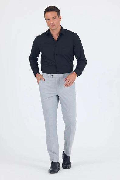 Gri Esnek Yandan Cepli Comfort Fit Classic Pantolon 1003250151 ürün görseli 1