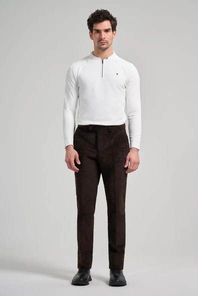 Kahverengi Pamuklu Yandan Cepli Comfort Fit Classic Pantolon 1003245160 ürün görseli 1