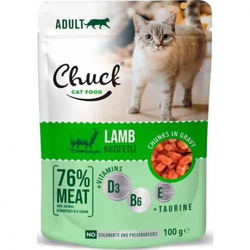 Chuck Kedi Yaş Maması Kuzu Etli 100 Gr ürün görseli 1